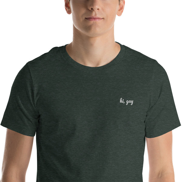 Hi, Gay- Embroidered Shirt